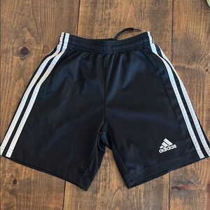 Adidas Black Shorts with White Stripes